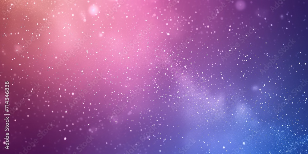 A dreamy pink to blue gradient background sprinkled with white stars.