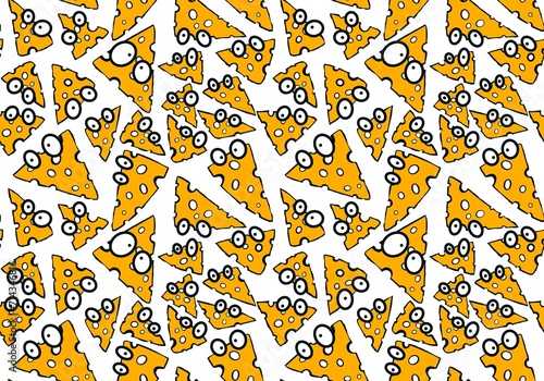 Cartoon retro cheese seamless pattern for wrapping paper and fabrics and linens and kids clothes print © Tetiana