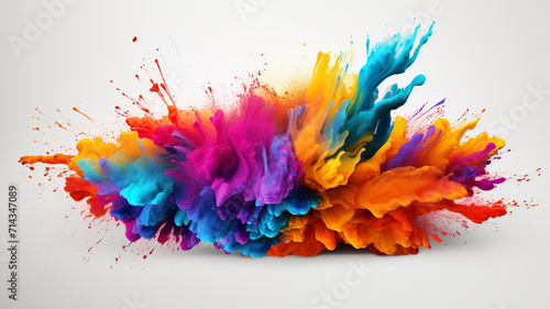 Holi, festival of colors is a popular Hindu spring festival vibrant celebration of joy cultural richness lively music, and spirited dance emotion happy playful India banner copy space greeting card. © Ирина Батюк