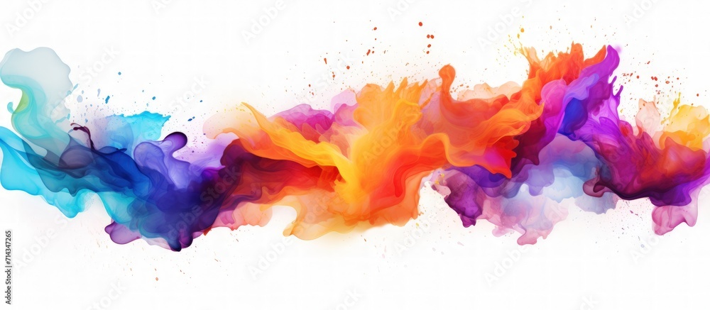 Colorful watercolor style smooth splashes paint on a white background. Generate AI image - obrazy, fototapety, plakaty 