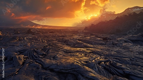  the sun is setting over a rocky area with a mountain range in the foreground and a body of water in the middle of the foreground with mountains in the background.