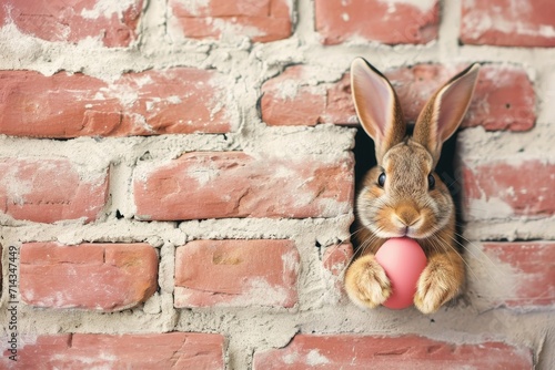 An easter bunny coming out of a wall. © Michael