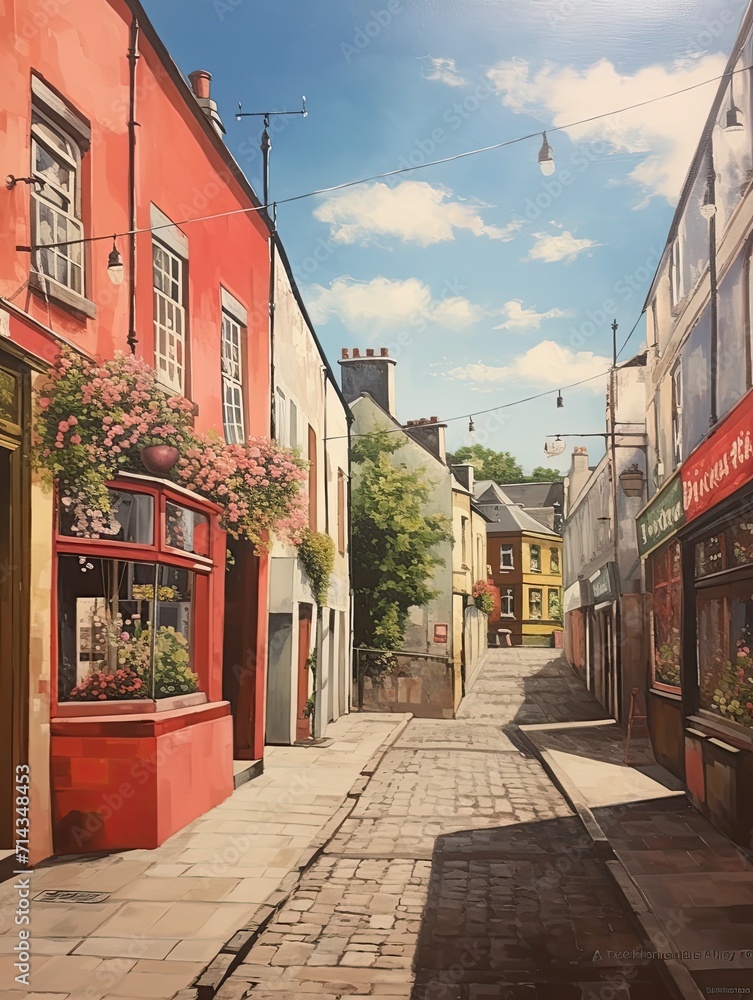 Nostalgic Dublin Driveways: Vintage European Street Scenes in Captivating Paintings