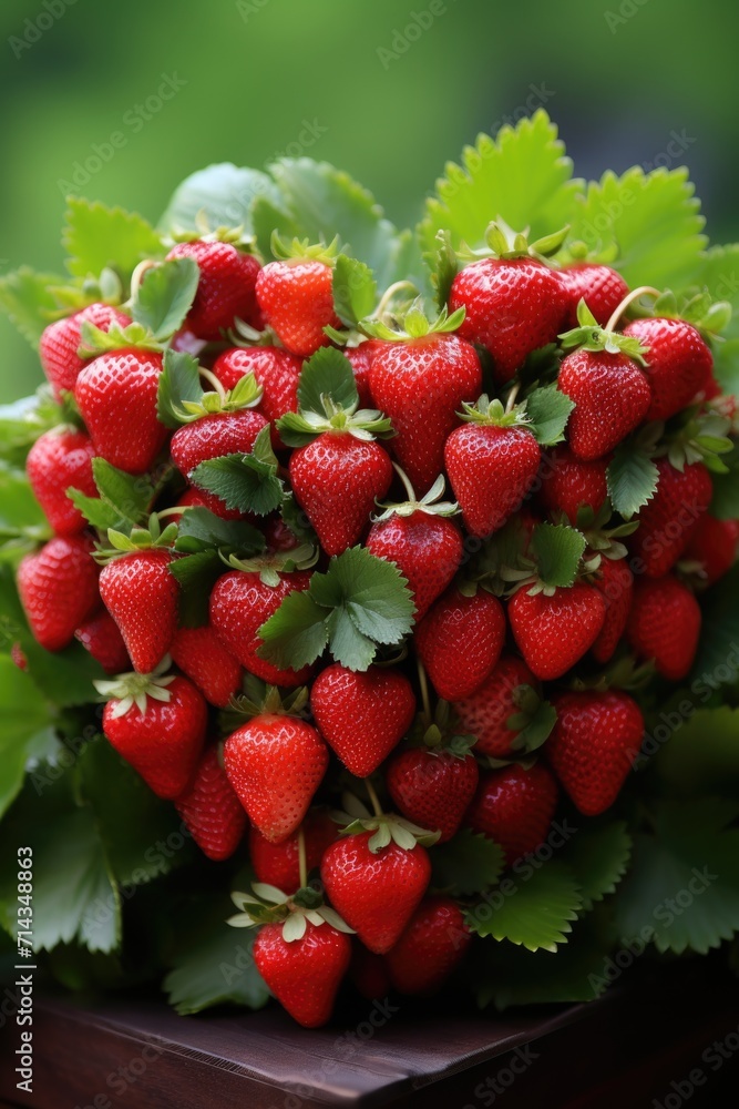 Strawberry Heart Arrangement - Bright Red Berries on Pink Background, Valentine's Day Concept Strawberry Heart Arrangement - Bright Red Berries on Pink Background, Valentine's Day Concept
