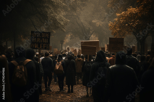 protest march people with placards and posters Arms raised air fighting Group of activists Multiracial Crowd Black Lives Matter social activity crisis future freedom yoong banner public.