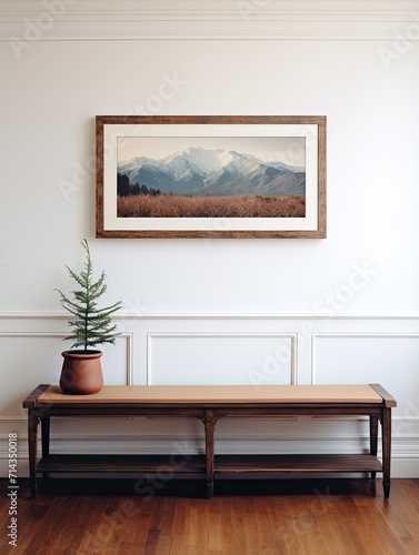 Vintage Pristine Mountain Overlook Decor  Panoramic Peak Prints  Art Print Masterpiece