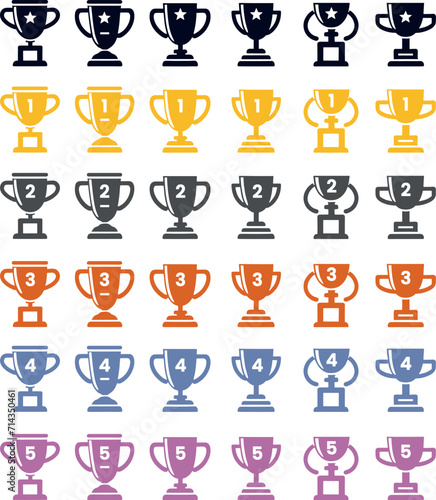 Award   Trophy cup icon set. Winning icons collection. Award symbols collection. Trophy Cup and Winner Medal silhouette Vector look Award   Trophy cup icon set. Winning icons collection. Award symbols