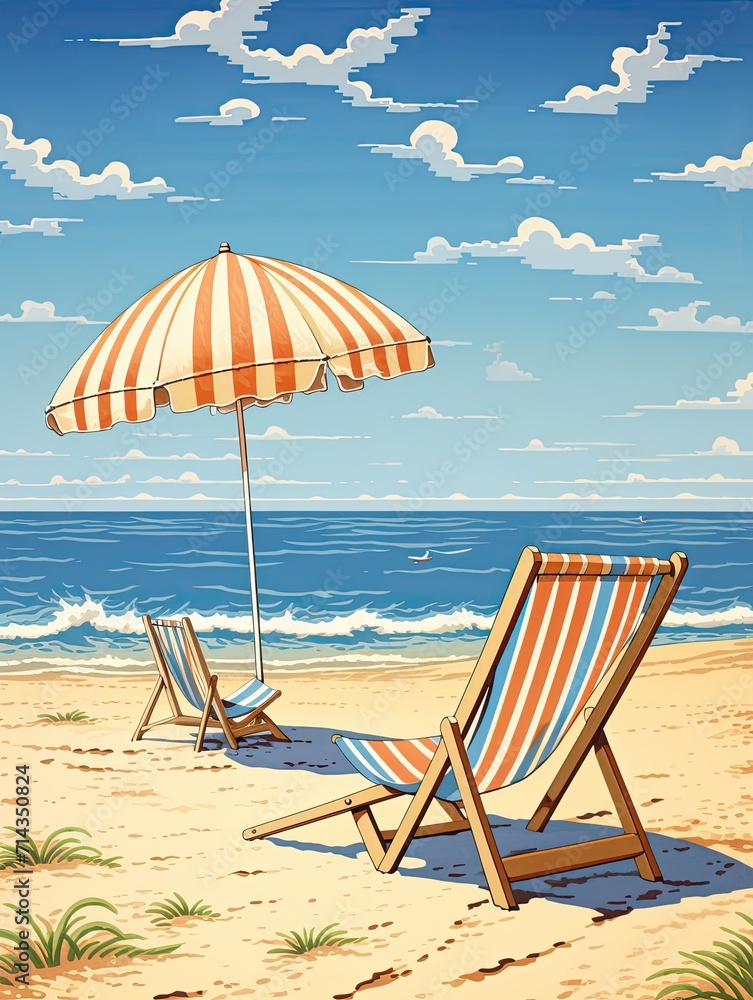 Retro Beachside Prints: Sun, Sea, and Sand - Classic Coastal Canvas