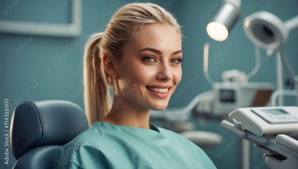 Beautiful girl in a dental chair in a clinic happy Beautiful girl in a dental chair in a clinic happy