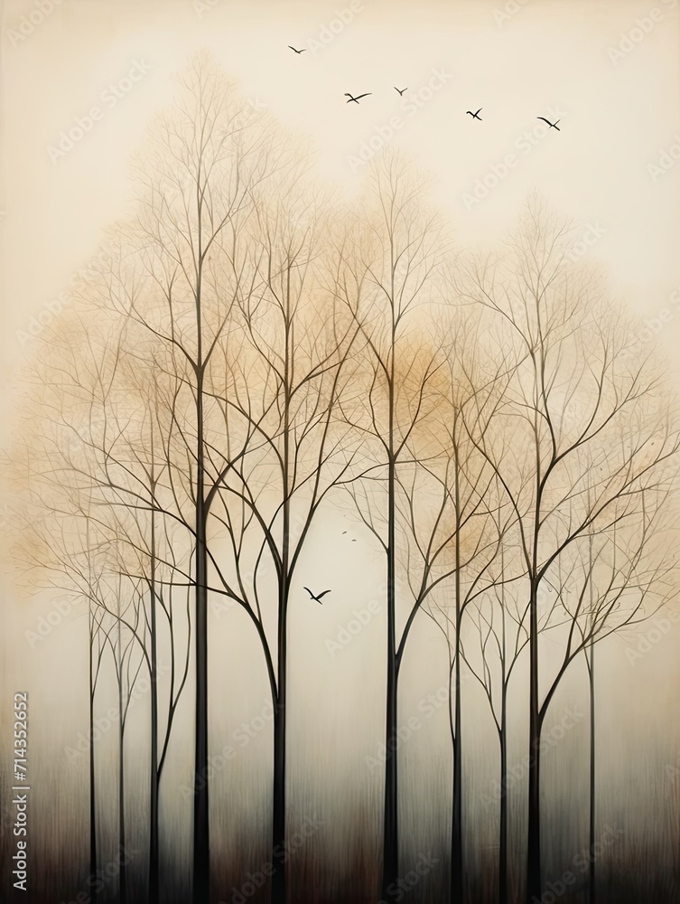 Obraz premium Sleek Tree Line Imagery: Harmonious Fusion of Nature and Design