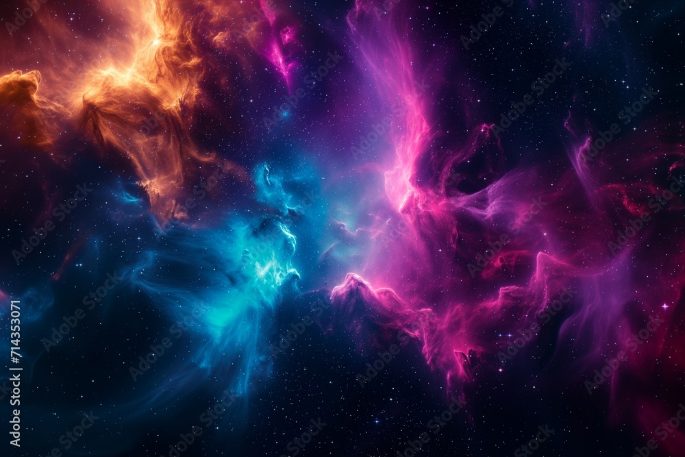 Beautiful outer space background with colorful nebula - AI Generated
