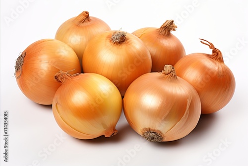 Wallpaper Mural Freshly harvested onions on white background, perfect for culinary or vegetable designs. Torontodigital.ca