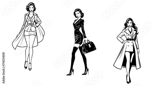 Stylish silhouettes of fashion ladies