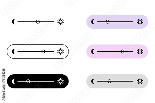 Brightness Level Slider Collection – Contrast and Brightness Adjustment Controls – Design concept for mobile apps and websites