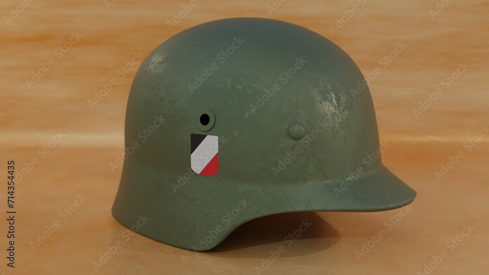 Fototapeta premium Stahlhelm M 35 green with scratches