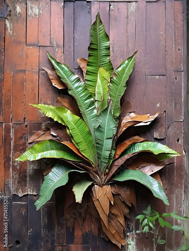 Urban Jungle Leaf Art: Farmhouse Alleyway Aloe Artifacts - A Captivating Fusion photo