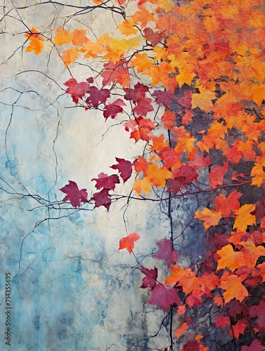 Vibrant Autumn Foliage Landscapes Art Print  Stunning Fall Leaves Vintage Wall Art