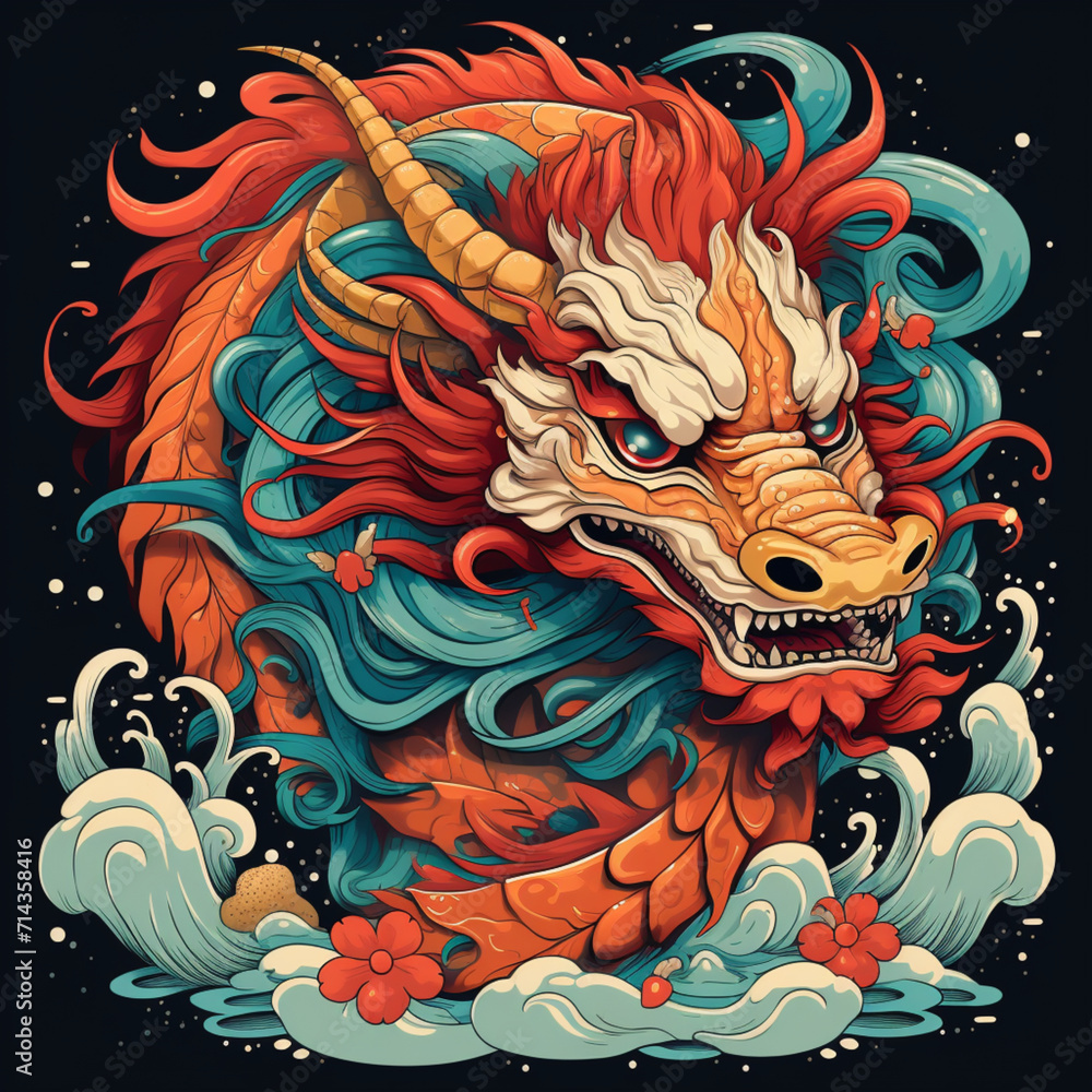 The Chinese dragon is the symbol of 2024 according to the Chinese calendar. Its graceful body, covered in many scales, is decorated with multi-colored veins, giving the impression of a vibrant