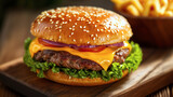 tasty burger or cheeseburger with sesame beef cheddar