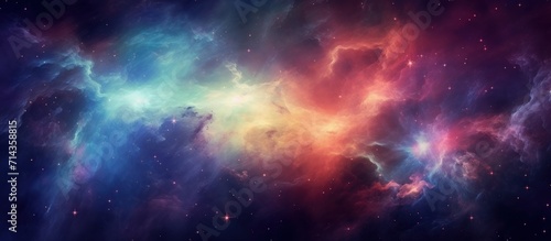 Fantastic supernova Colorful space galaxy cloud nebula scenery background. Generative AI photo
