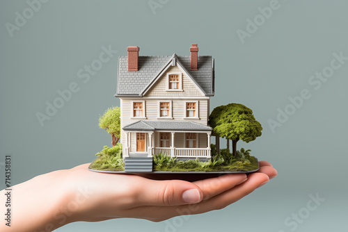 Your new house in hands. Real estate broker residential house rent listing contract. Holding house representing home ownership and the Real Estate.