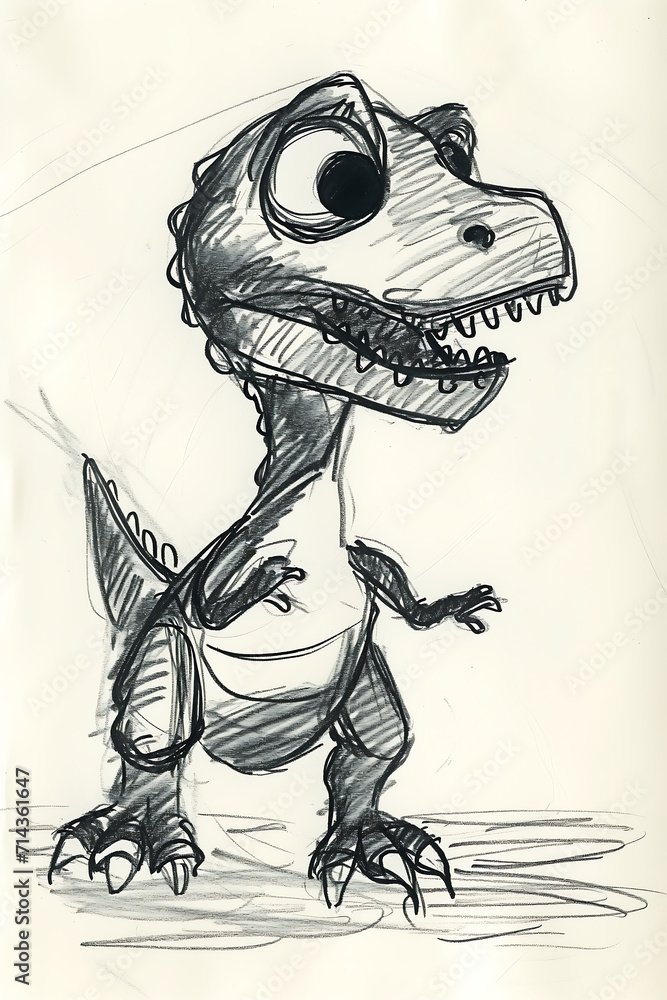 Fototapeta premium A child's drawing of a dinosaur on a piece of paper