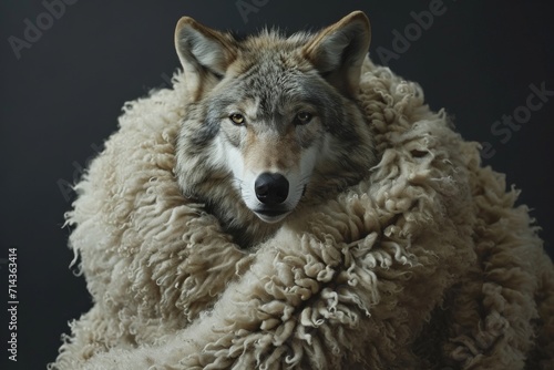 A cunning canis dons the disguise of a gentle sheep, concealing its fierce snout and fur as it roams the great outdoors