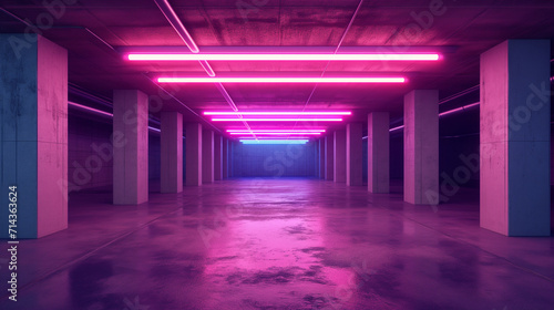 Neon Glow in Modern Parking Garage