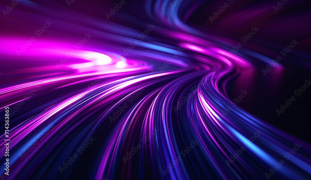 light rays on dark background in abstract in the style of light purple and azure Generative AI