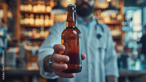 Doctor holding an alcoholic drink photo