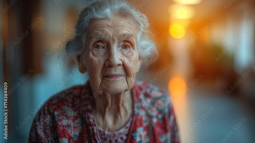 Portrait of an old woman in a hospital corridor Portrait of an old woman in a hospital corridor