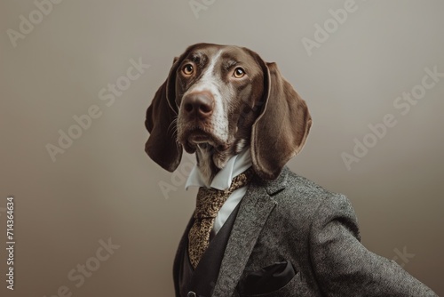 German Shorthaired Pointer in a business suit photo