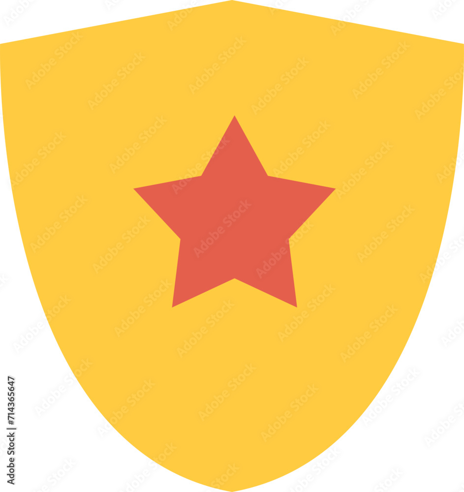Red star with shield flat icon on white background, Vector illustration. Red star with shield flat icon on white background, Vector illustration.