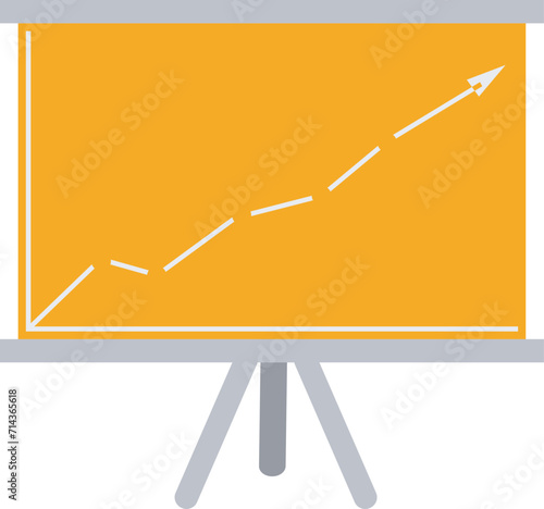 Illustration of a presentation board with an arrow going up and a graph