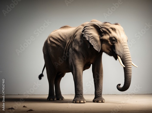 Elephant in a Tranquil White Setting