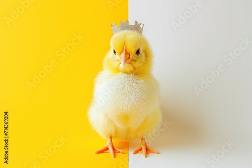 The simple yet vibrant backdrop highlights the vivid and sunny character of the  eaaster chick, perfect for a joyful and colorful touch in any setting..