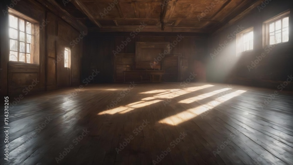 Spotlight shining down into a grunge interior