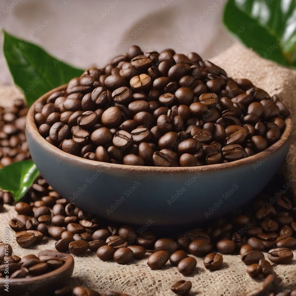 Fototapeta premium Coffee beans with props for making coffee