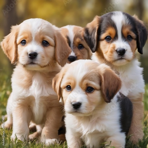 Group portrait of adorable puppies