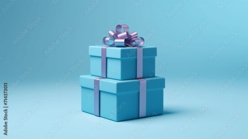 Blank blue gift box showcase display mockup stand Ai Generative Blank blue gift box showcase display mockup stand Ai Generative