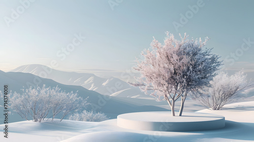 3d render, abstract panoramic background, northern futuristic landscape, fantastic scenery with calm water, simple geometric mirror arches and pastel blue gradient sky. Minimal zen aesthetic wallpaper © Sticker