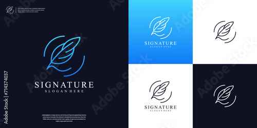 Minimalist quill feather logo template pen handwriting for you business company identity