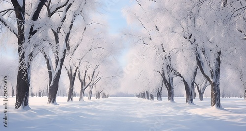winter landscape with trees and snow, ai generated.