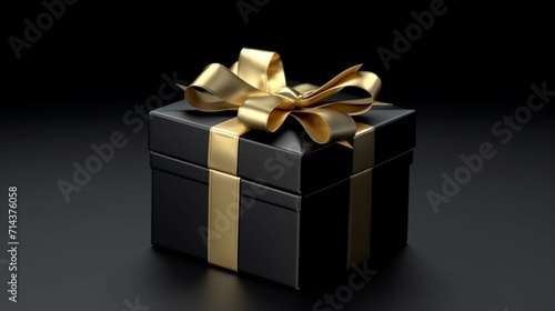 Blank open black gift box or opened black present box Ai Generative