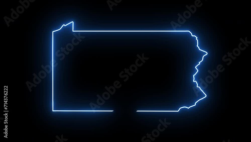 Pennsylvania state map animation with glowing neon effect photo