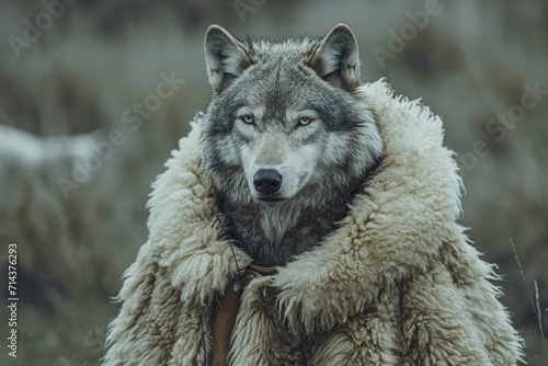 A majestic wolfdog stands proudly in the great outdoors, adorned in a luxurious fur coat, exuding the untamed spirit of its wild canine ancestors