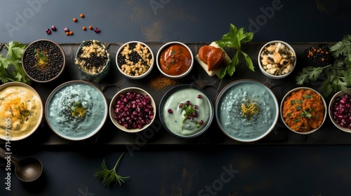 delicious indian dessert arrangement flat lay, Minimalistic Background