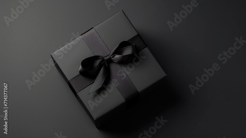 Blank open black present box or top view of black gift Ai Generative