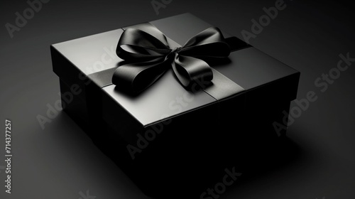 Blank open black present box or top view of black gift Ai Generative