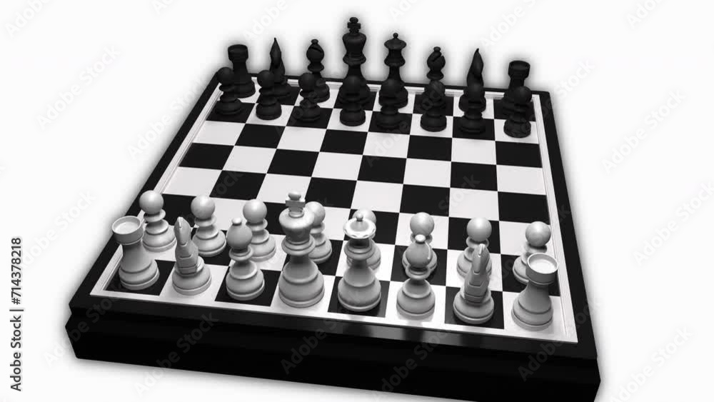 Camera rotating around the chessboard. Chessboard rotation. The game of chess. Black and white chess pieces on chessboard. Strategy, intelligence and game concept. Camera rotating around the chessboard. Chessboard rotation. The game of chess. Black and white chess pieces on chessboard. Strategy, intelligence and game concept.